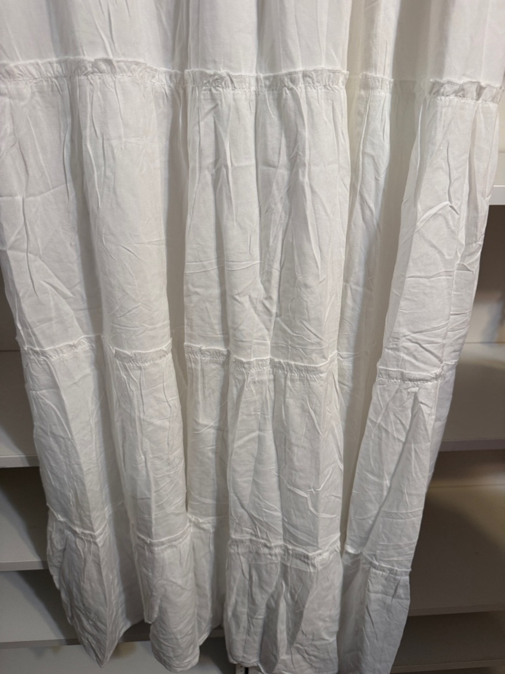 Women’s White Tiered Maxi Skirt — Lightweight Boho Flowy XL - Picture 5 of 7